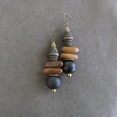 Earth toned unique wooden earrings 
