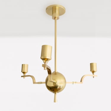 Swedish Grace brass globe chandelier with 3 arms