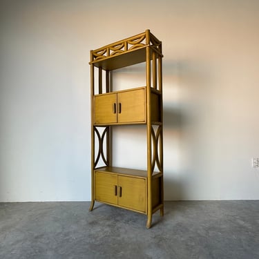Mid-Century Bent Rattan Bookcase 