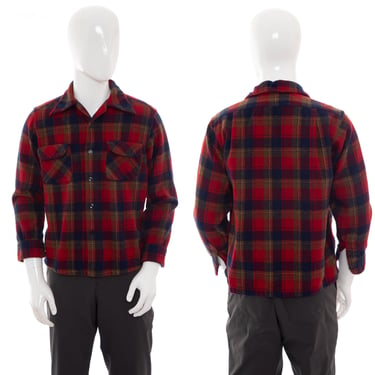 1950's Pendleton Red Plaid Shirt Size M