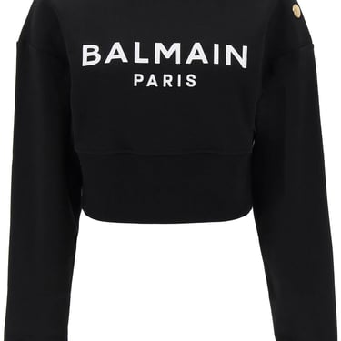 Balmain Cropped Sweatshirt With Logo Print And Buttons Women