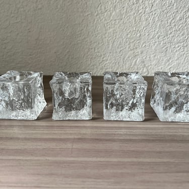 Vintage Candle Holders Dansk Cube Glass Ice Cube Taper Holders Danish In box 