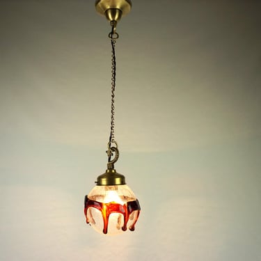 Hanging lamp mid century, vintage pendant lights, old ceiling lamp, Light Made of Clear Glass,Rare pendant lamp, Murano Style Glass Shades, 