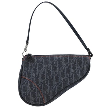 Christian Dior 2005 Navy Denim Trotter Saddle Handbag