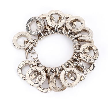 Silver Hammered O-Ring Charm Bracelet I