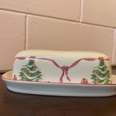 Vintage 1992 Home For Christmas by Sakura Butter Dish 