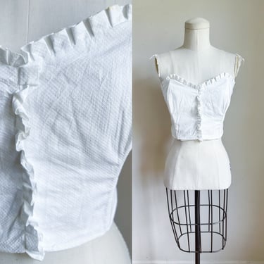 Vintage 1960s White Strapless Bustier Top / L 