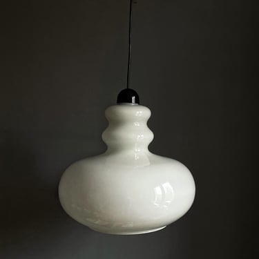 Mid Century Opalin Glass pendant / 70's  lamp / Vintage Space Age ceiling lamp / Vintage  ceiling / White glass / 