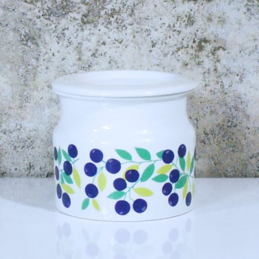 Arabia Finland  Tall Jam Jar with Blueberries Graphic - Arabia Pomona Series by Ulla Procope 