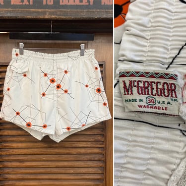 Vintage 1950’s w30 “McGregor” Atomic Spiderweb Cotton Rockabilly Swim Trunks, 50’s Swimsuit, Vintage Clothing 