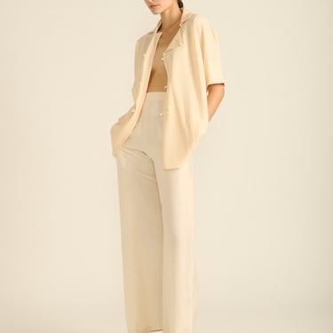 Ysl Ivory Silk Trousers