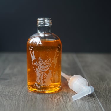 Cat Stretching Soap Dispenser - Recycled Glass Pump Bottle 