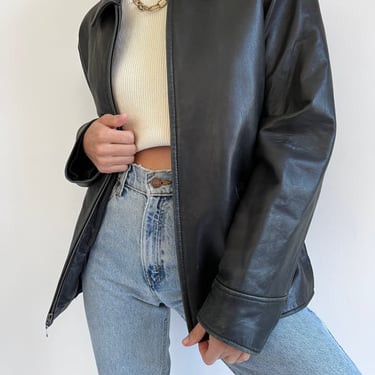 Vintage Panther Leather Zip Up Jacket