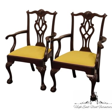 Set of 2 STICKLEY FURNITURE Solid Mahogany Chippendale Style Dining Arm Chairs 