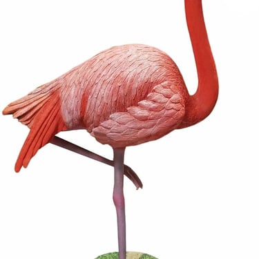 Vintage Life Size Pink Flamingo Fiberglass Statue 