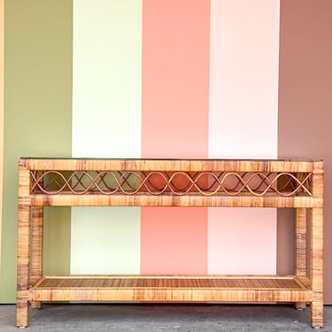 Coastal Rattan Wrapped Console