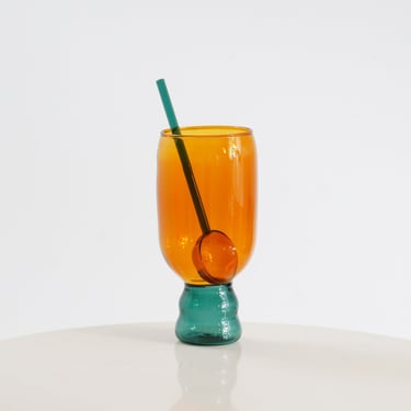 Amber Cocktail Glass & Stirrer Set 