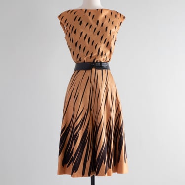 Fabulous 1960's Tiger Print Day Dress By Murray Schneider / SM
