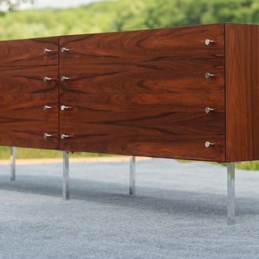 Restored Poul Norreklit for Sigurn Hansen Rosewood & Chrome 6-Drawer Credenza