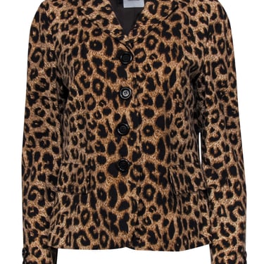 Moschino Cheap &amp; Chic - Brown &amp; Black Leopard Print Button-Up Blazer Sz M