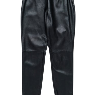 Ralph Lauren - Black Leather Skinny Pants w/ Side Zip Detail Sz 10
