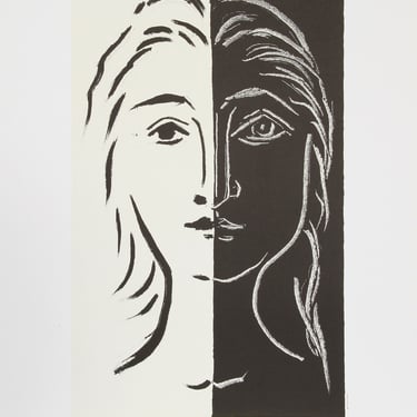 Portrait en Deux Parties Noire et Blanche by Pablo Picasso, Marina Picasso Estate Lithograph Poster 