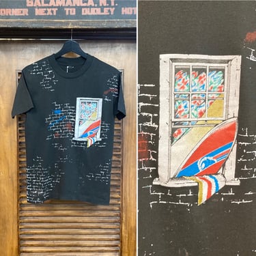 Vintage 1980’s Dated 1984 Surfboard Surf New Wave Brick Wall AOP T-Shirt, 80’s Tee Shirt, Vintage Clothing 