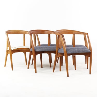 Lawrence Peabody Mid Century Walnut Dining Chairs - Set of 6 - mcm 