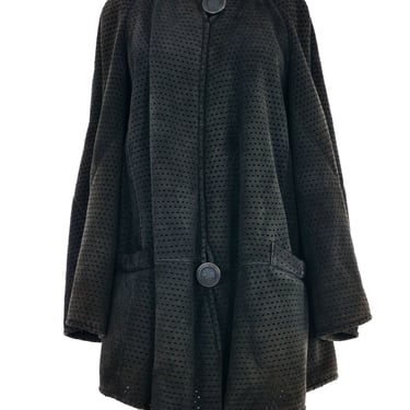 1990s Fendi Perforated Suede Swing Coat