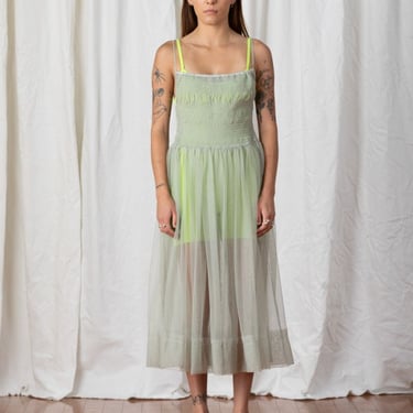 Ali Golden Mesh Ballerina Dress - Green Tea