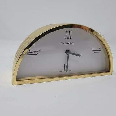 Vintage Tiffany and Co. Brass Semi Circle Desktop/Mantel Clock