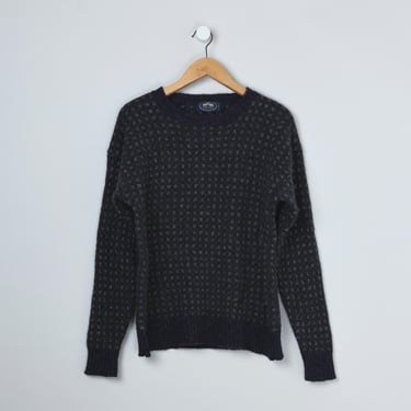 Vintage 90s Dark Olive & Khaki Checked Knit Sweater - "British Khaki" - pullover, crew neck - Men's M/L 