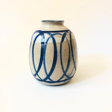 Large Blue and Gray Studio Pottery Vase 