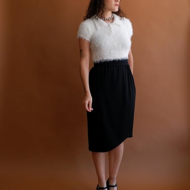 Vintage 80s Thierry Mugler Assymetrical Black Wool Skirt/ 1980s Suiting/ Size Small 40 26 