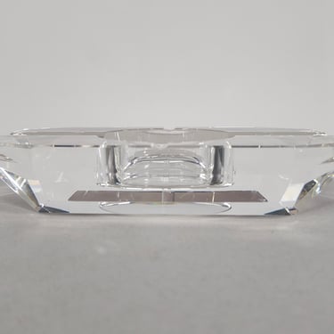 Vintage Thick Glass Faceted Ashtray Catchall Dish 