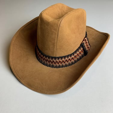 Vintage 70s Brown High Crown Cowboy Hat 