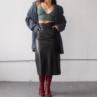 Vintage Leather Midi Skirt - W24