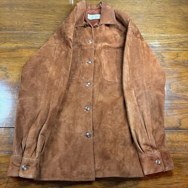 Vintage First Issue Brown Suede Button Up Shirt, Size Small 