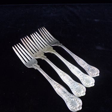 ws/(4) US Navy 8" Silver Dinner Forks, International Silver