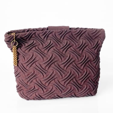 1940s Brown Center Strap Handbag