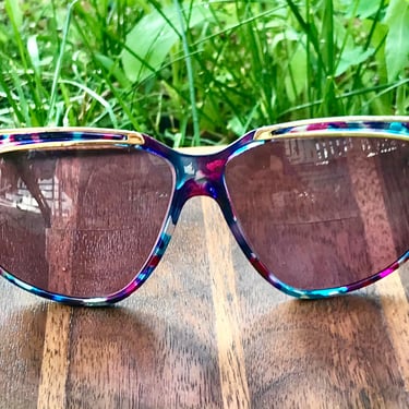 Vintage Jacques Fath Sunglasses Paris Multicolor Acetate Frame Prescription Lens Made in France 1980s Retro Fashion 