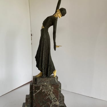 Art Deco Bronze Statue Female Dancer Flapper after Chiparus 