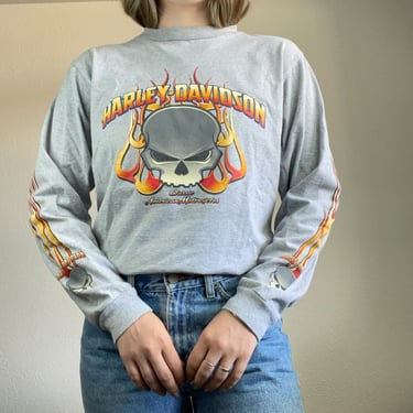 Vintage Y2K Harley Davidson Long Sleeve T Shirt Women’s Medium Made in the USA 