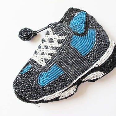 Vintage Y2K 2000s Chunky Sneaker Skate Shoe Beaded Coin Purse - Cute Kawaii Quirky Wallet 