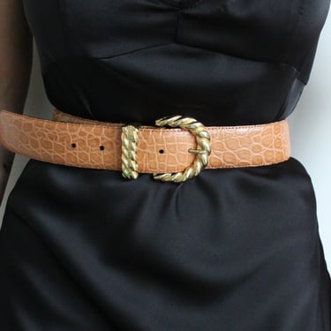 Vintage Almond Embossed Leather Belt