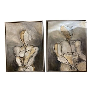 Set of 2 Oversized Original Contemporary Paintings 
