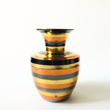 Striped Metal Vase 