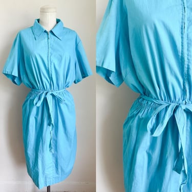 Vintage 1950s Blue Uniform Dress / XL 