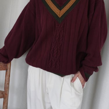 Vintage Merlot Hand Framed Collegiate Knit