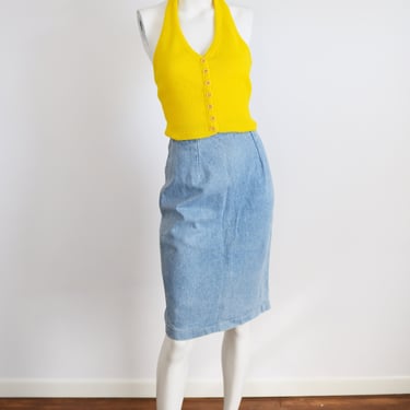 1980s Light Blue Denim Skirt - XS 